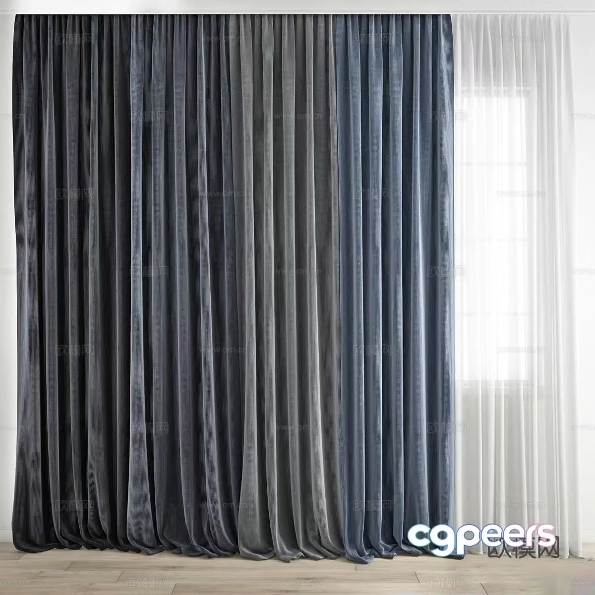 New Chinese style fabric curtain 3D model