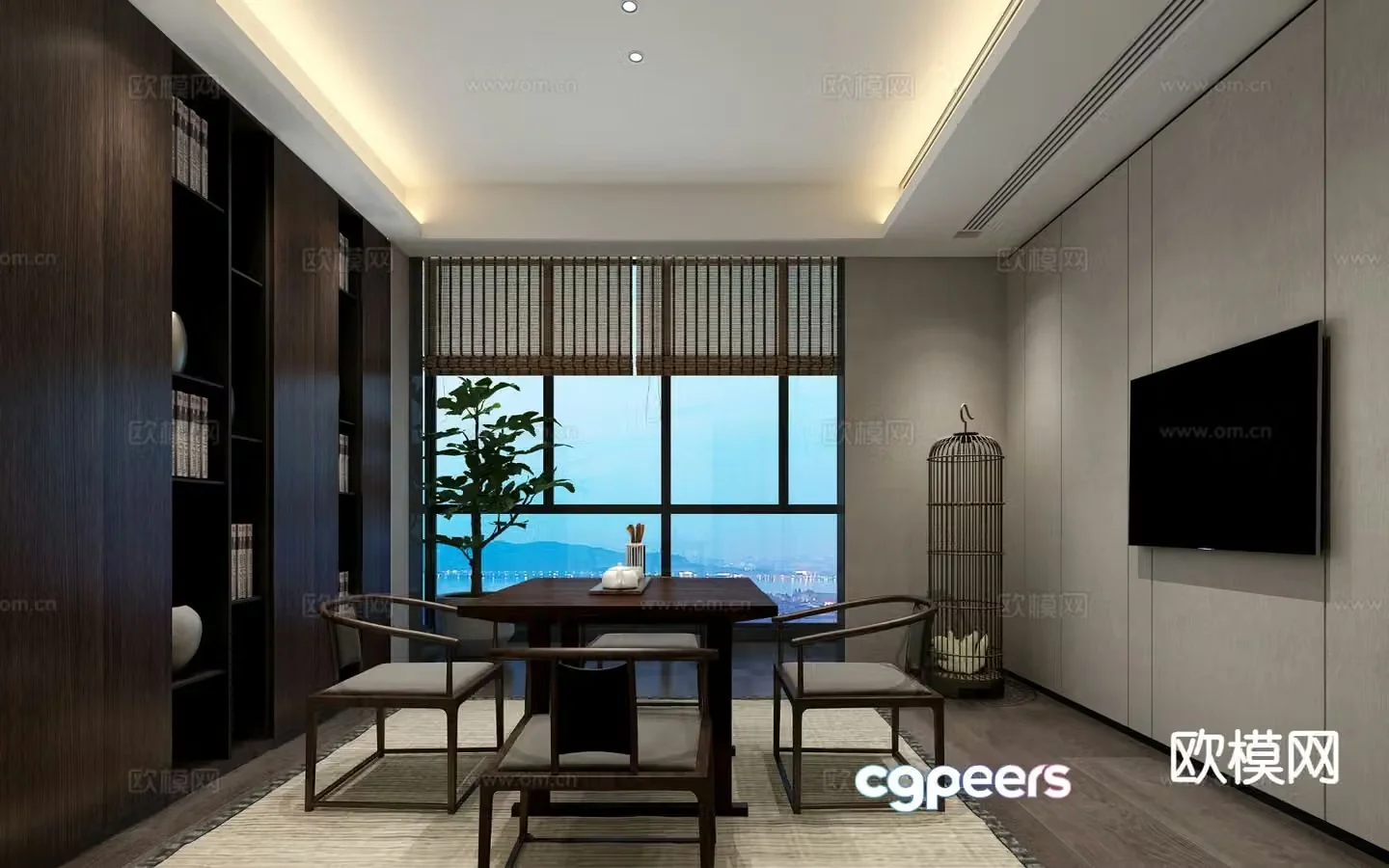 New Chinese style study 3D model