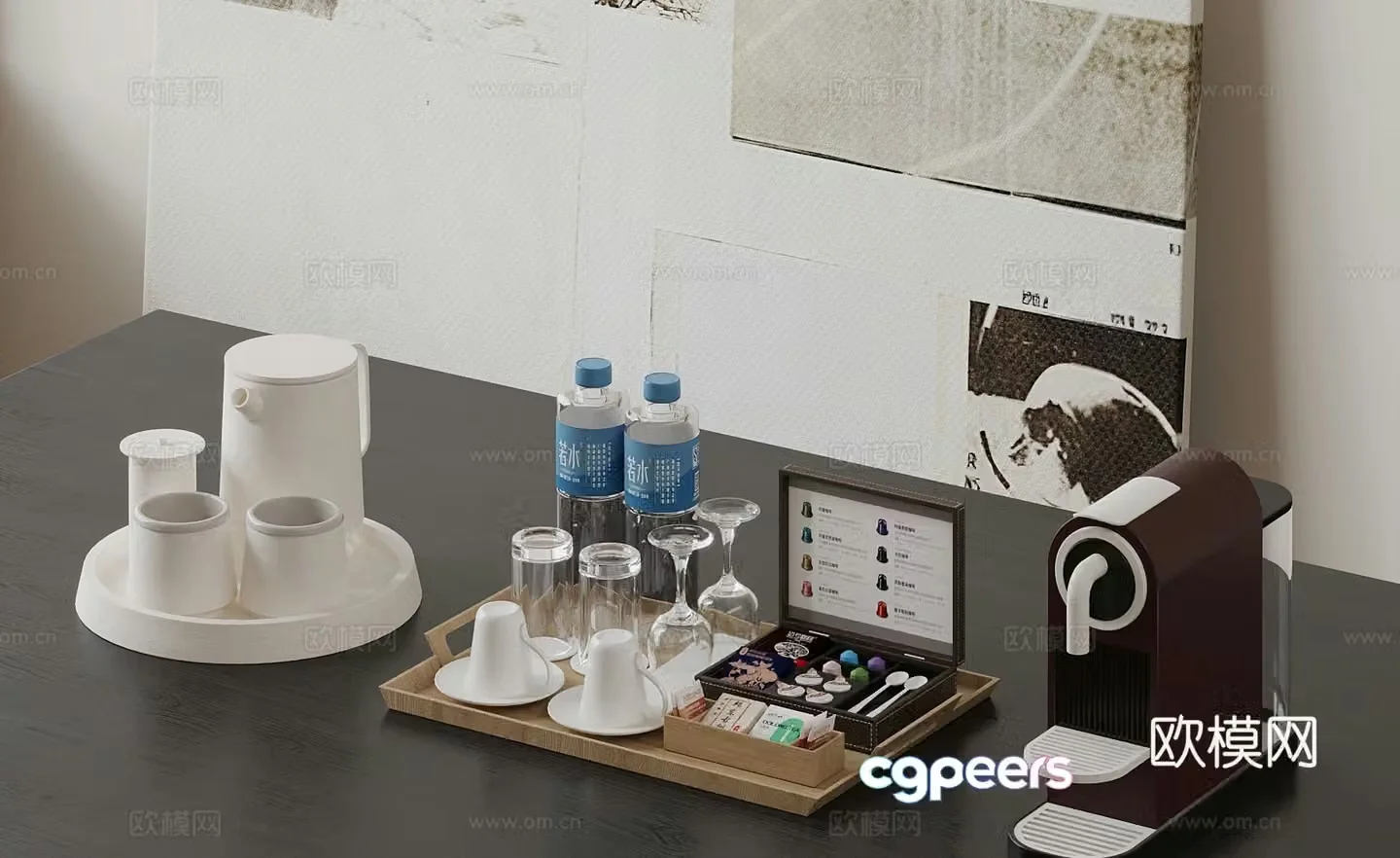 Modern hot water kettle kettle hotel supplies 3d model