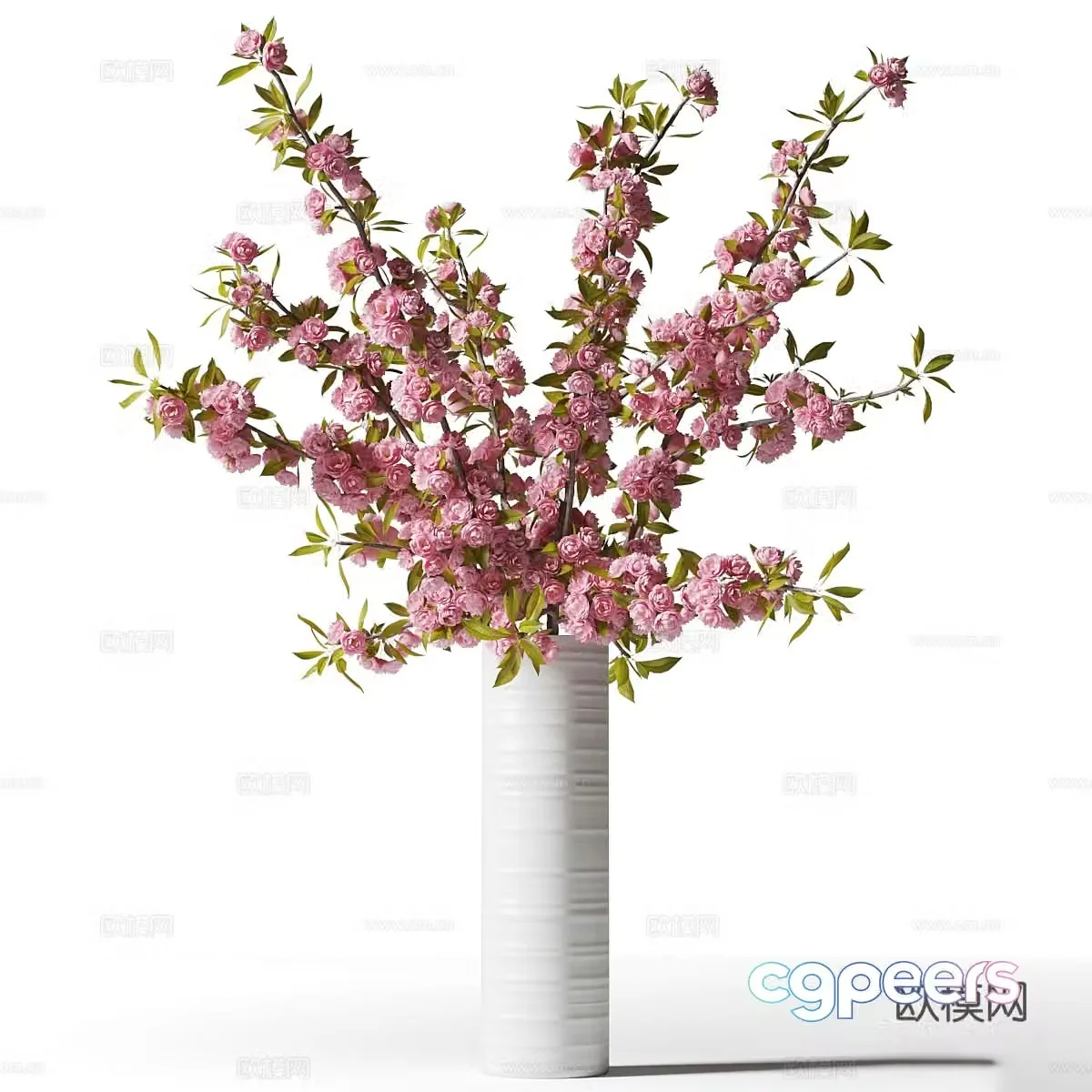 New Chinese vase flower art peach blossom 3d model