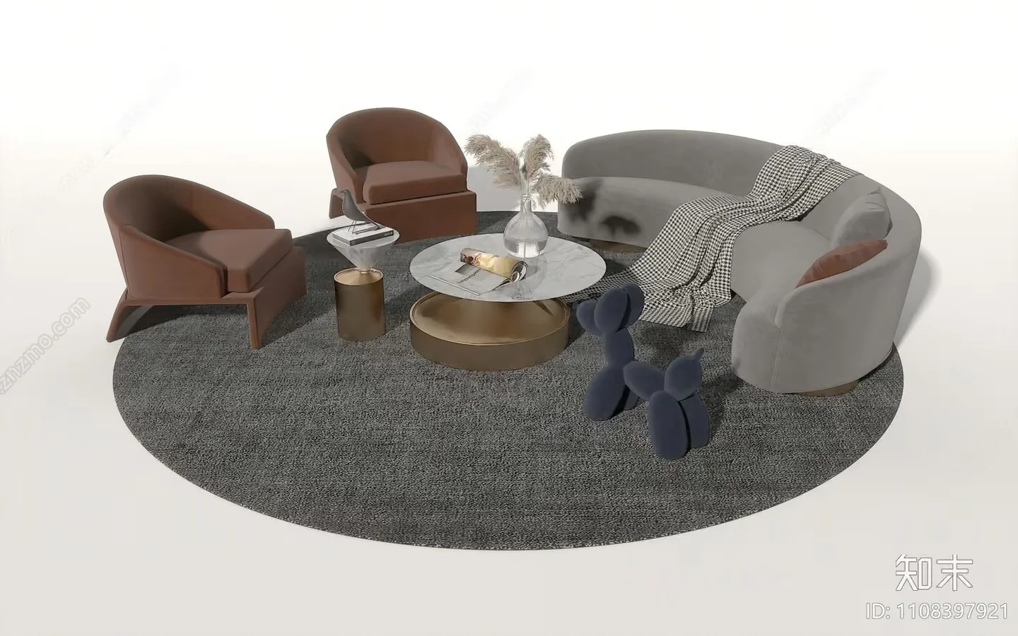 A Living Room With A Couch And Chairs 3D Model – 14056 – VRAY Render