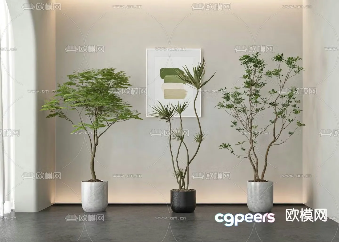Green plant potted bonsai 3d model