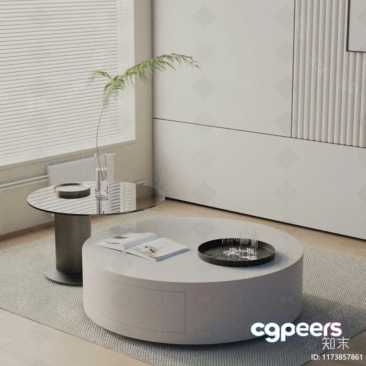 Minimalist Living Room 3D Model – 2301 – VRAY Render