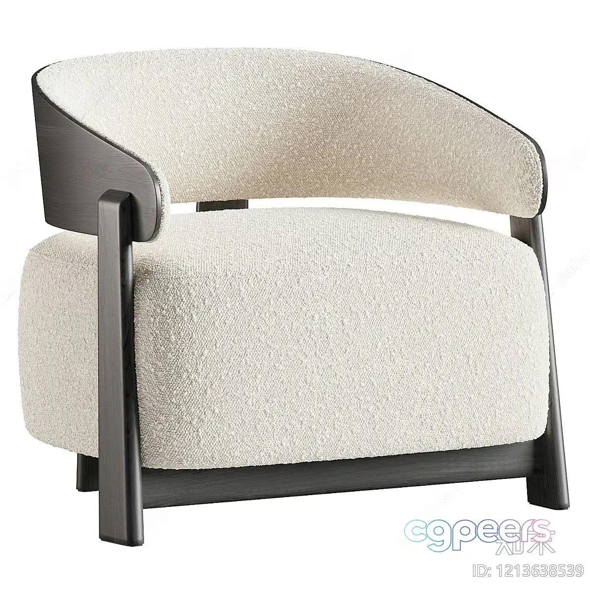 Wooden Armchair With A White Seat 3D Model – 4730 – VRAY Render