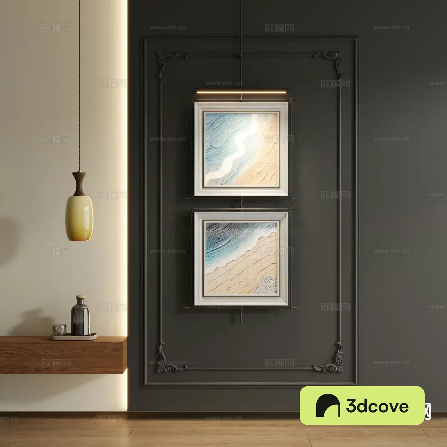 Medieval style decorative painting metal pole hanging painting