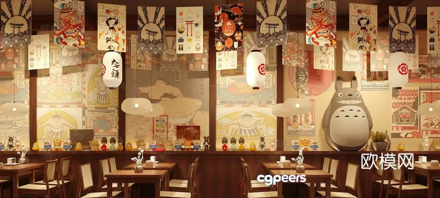 Japanese cuisine restaurant Japanese cuisine restaurant 3d model