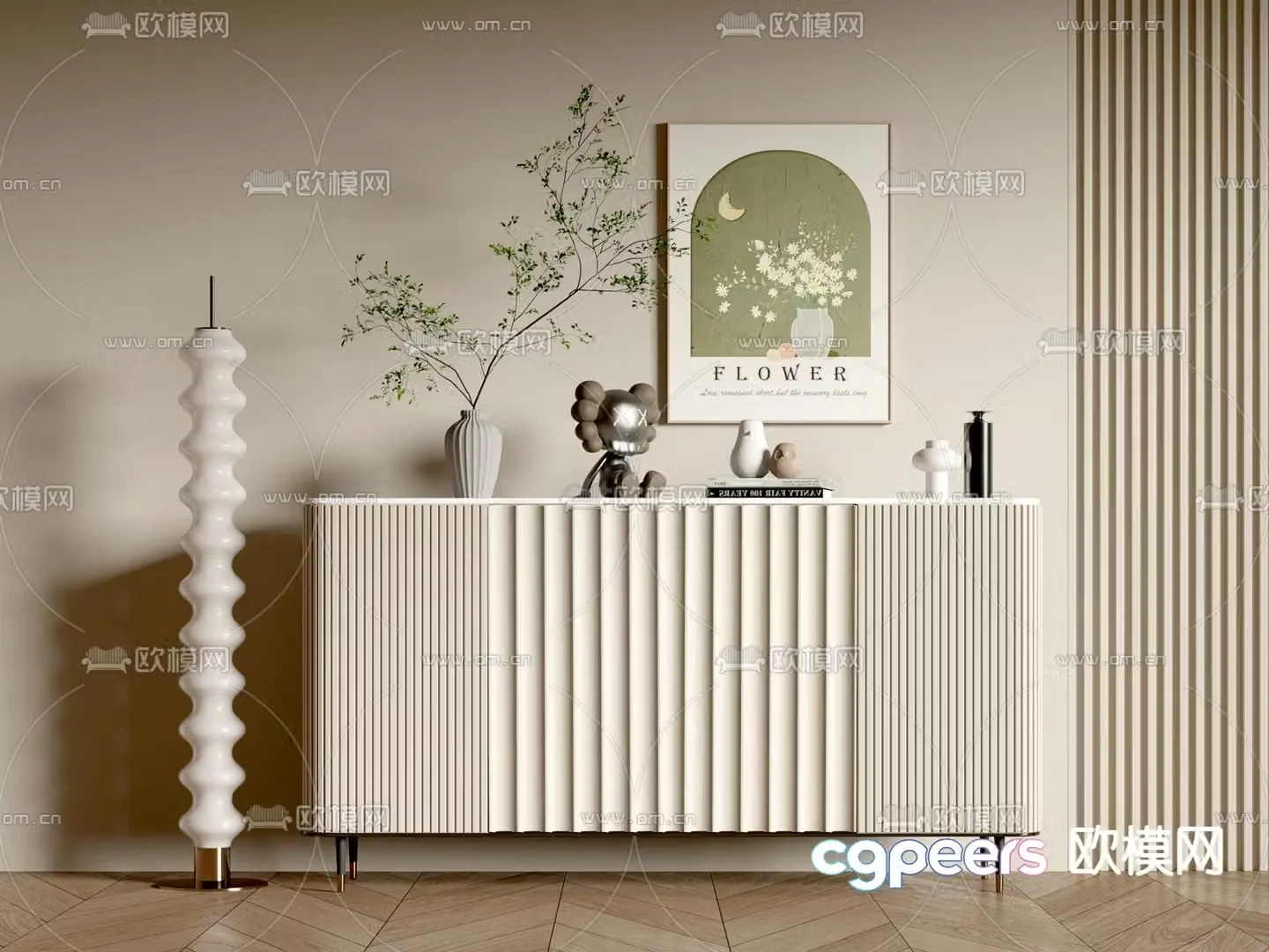 Modern entryway cabinet shoe cabinet low cabinet end view cabinet 3D model