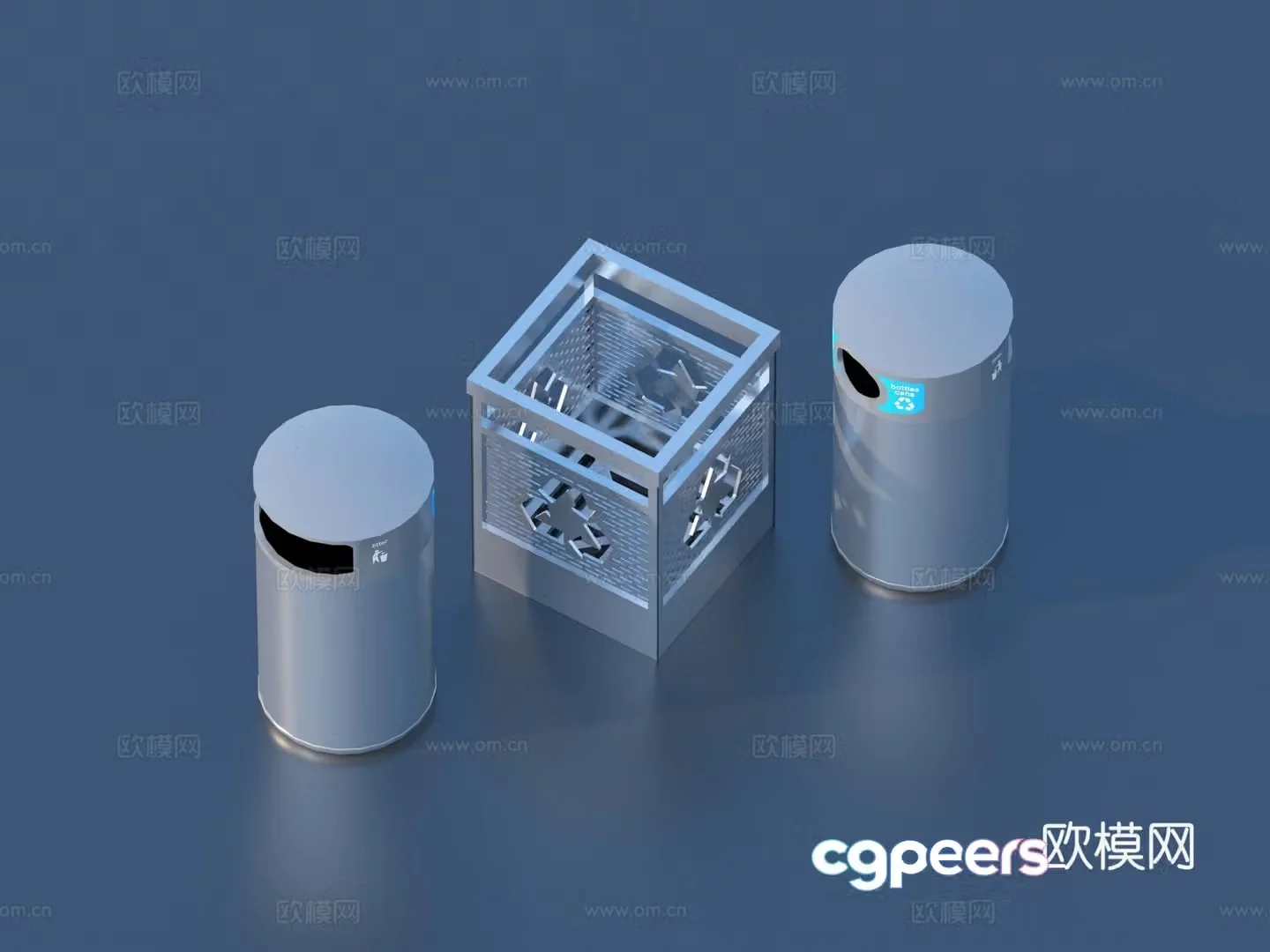Recycling bin Trash Can Sketch 3D Model
