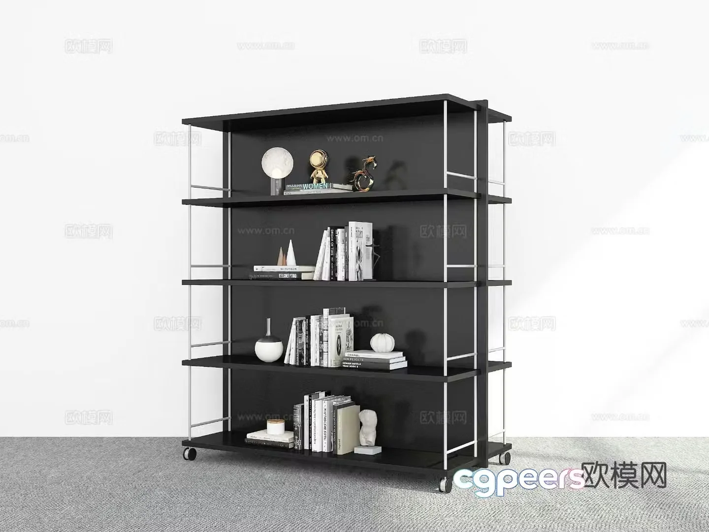 Modern bookcase bookshelf 3d model