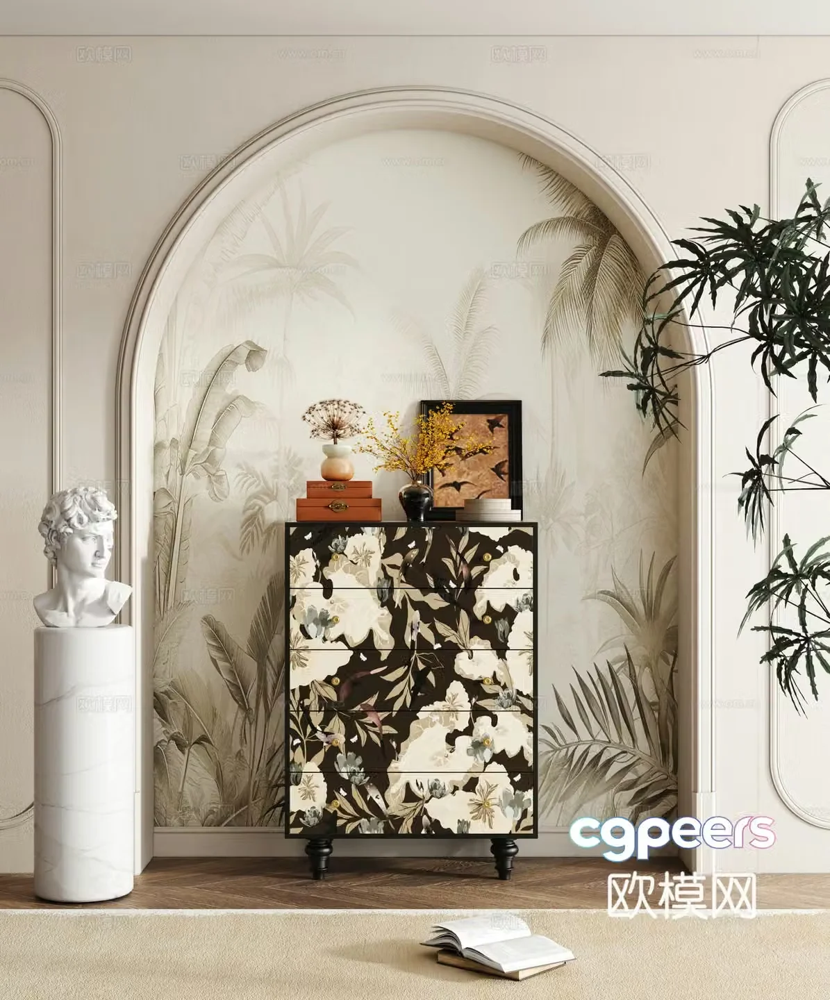French entryway cabinet 3d model