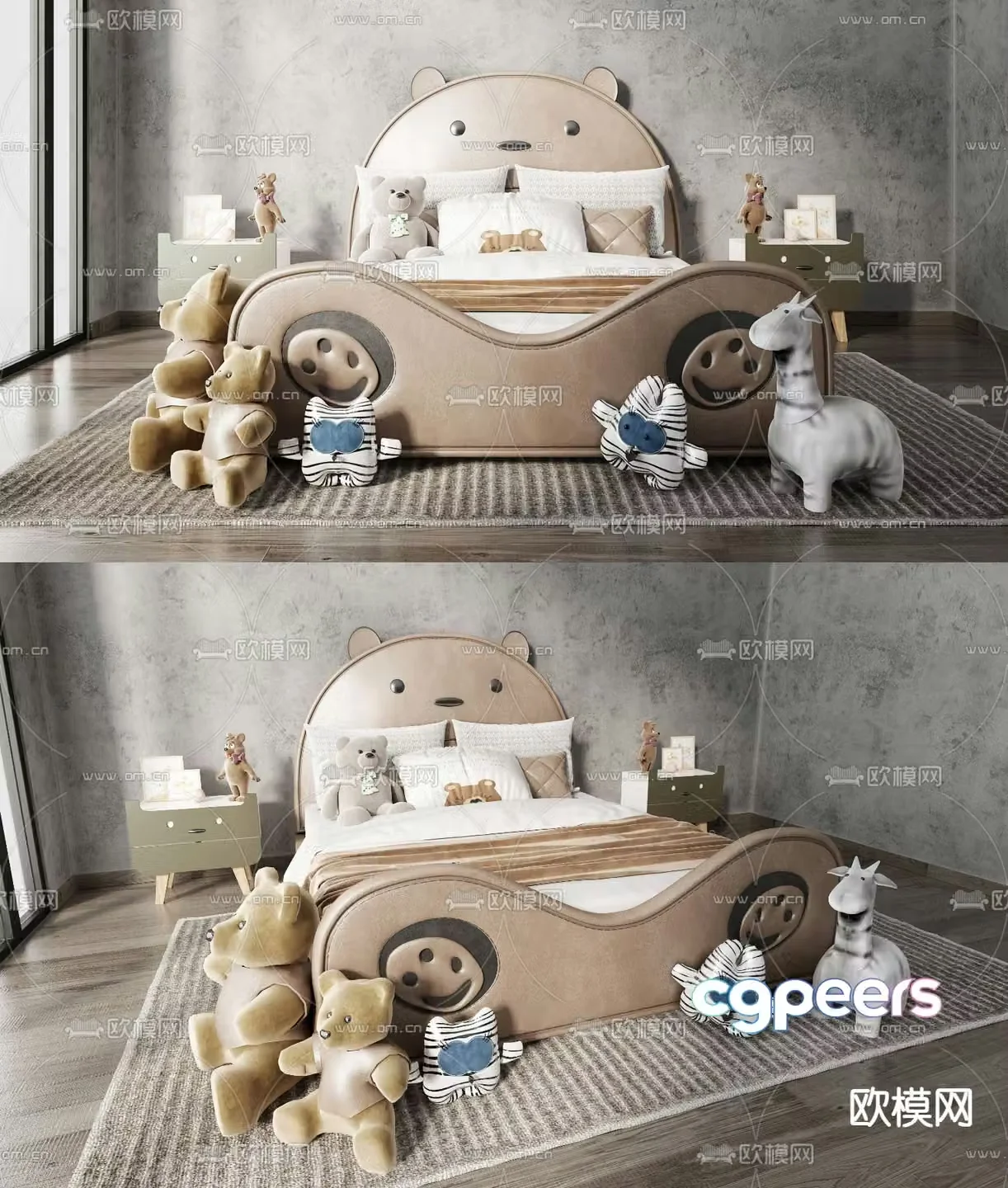 Modern bear children’s bed 3d model