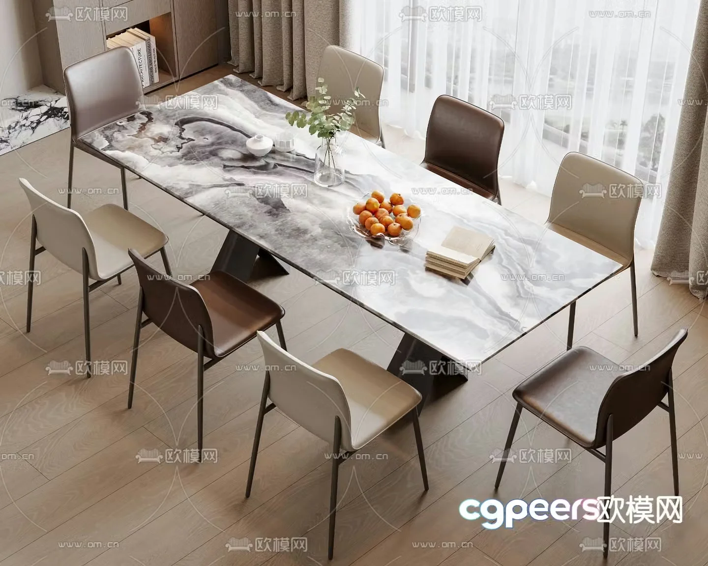 Bar dining table and chairs slate dining table 3d model