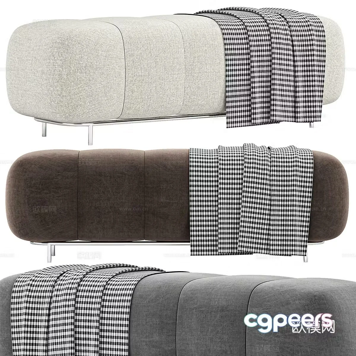 Modern light luxury Zefir Banquette sofa stool 3d model
