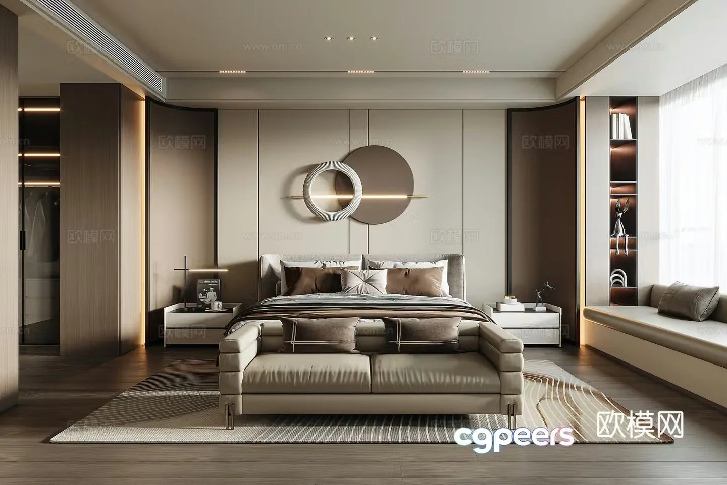 Modern light luxury bedroom 3d model