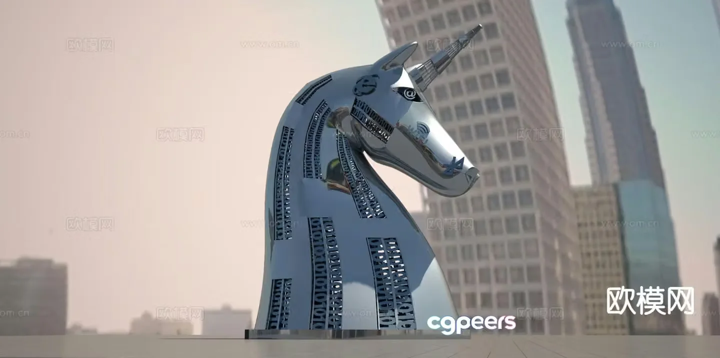 Modern unicorn sculpture 3d model