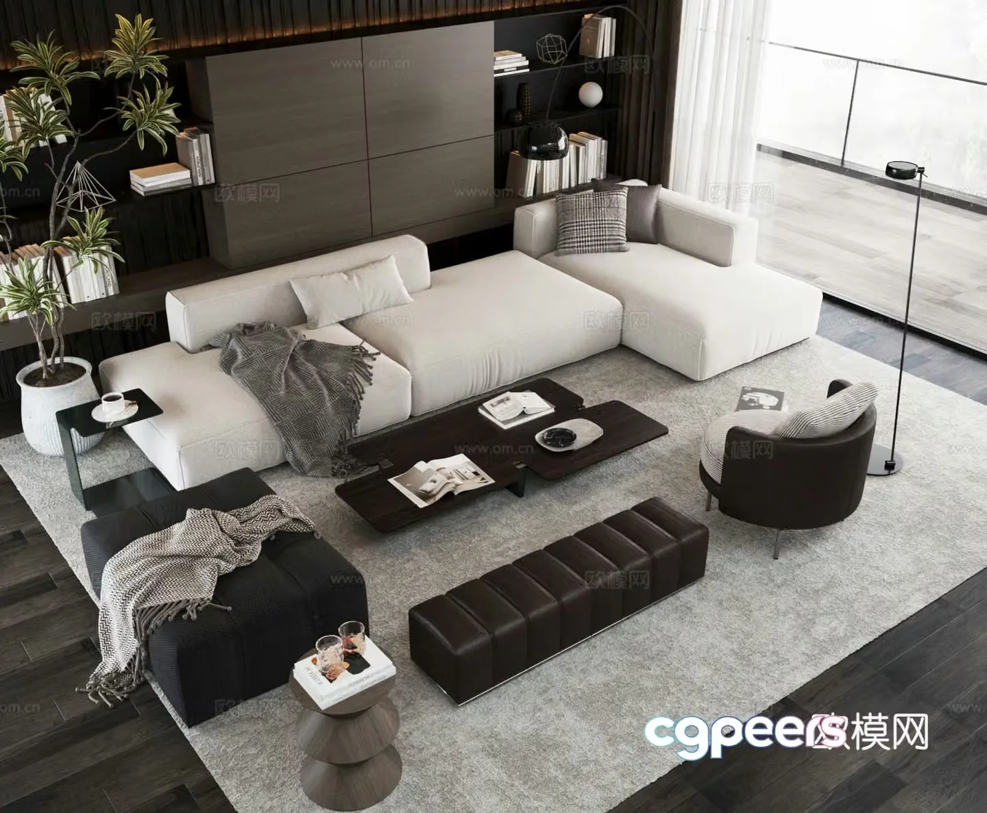 Modern home living room Home living room Sofa coffee table combination Carpet leisure chair 3d model