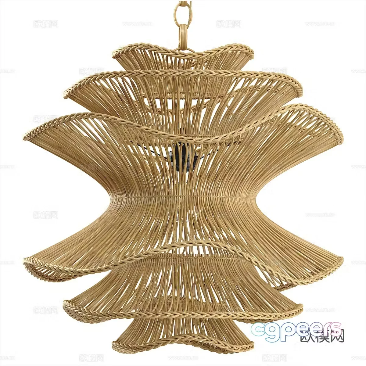 New Chinese style bamboo wicker weaving Alondra chandelier 3d model