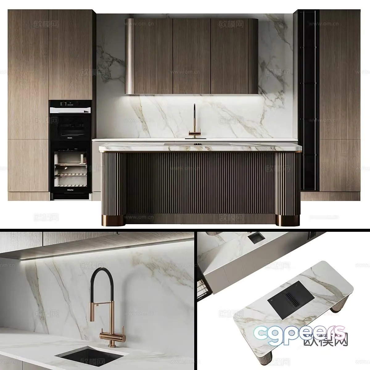 Modern Italian light luxury cabinet 3D model