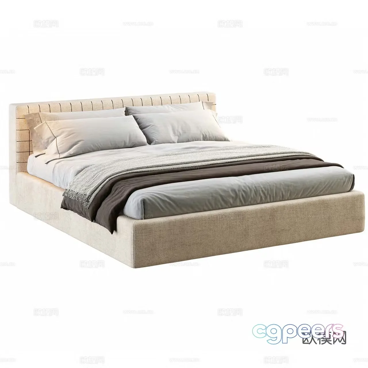 Antoniolupi Italian minimalist double bed Minimalist double bed Fabric bed 3D model