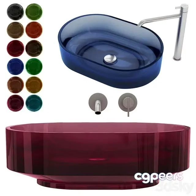 3ds Max Free – Borghi60 cristalmood sink (12 colors)