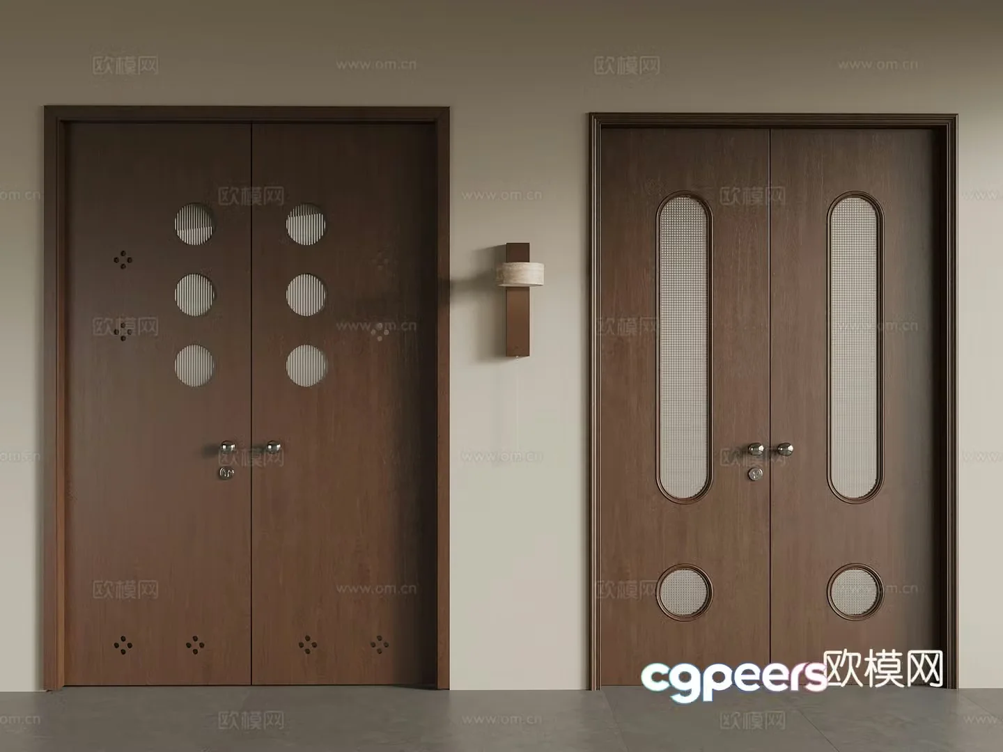 Middle-aged double door 3D model