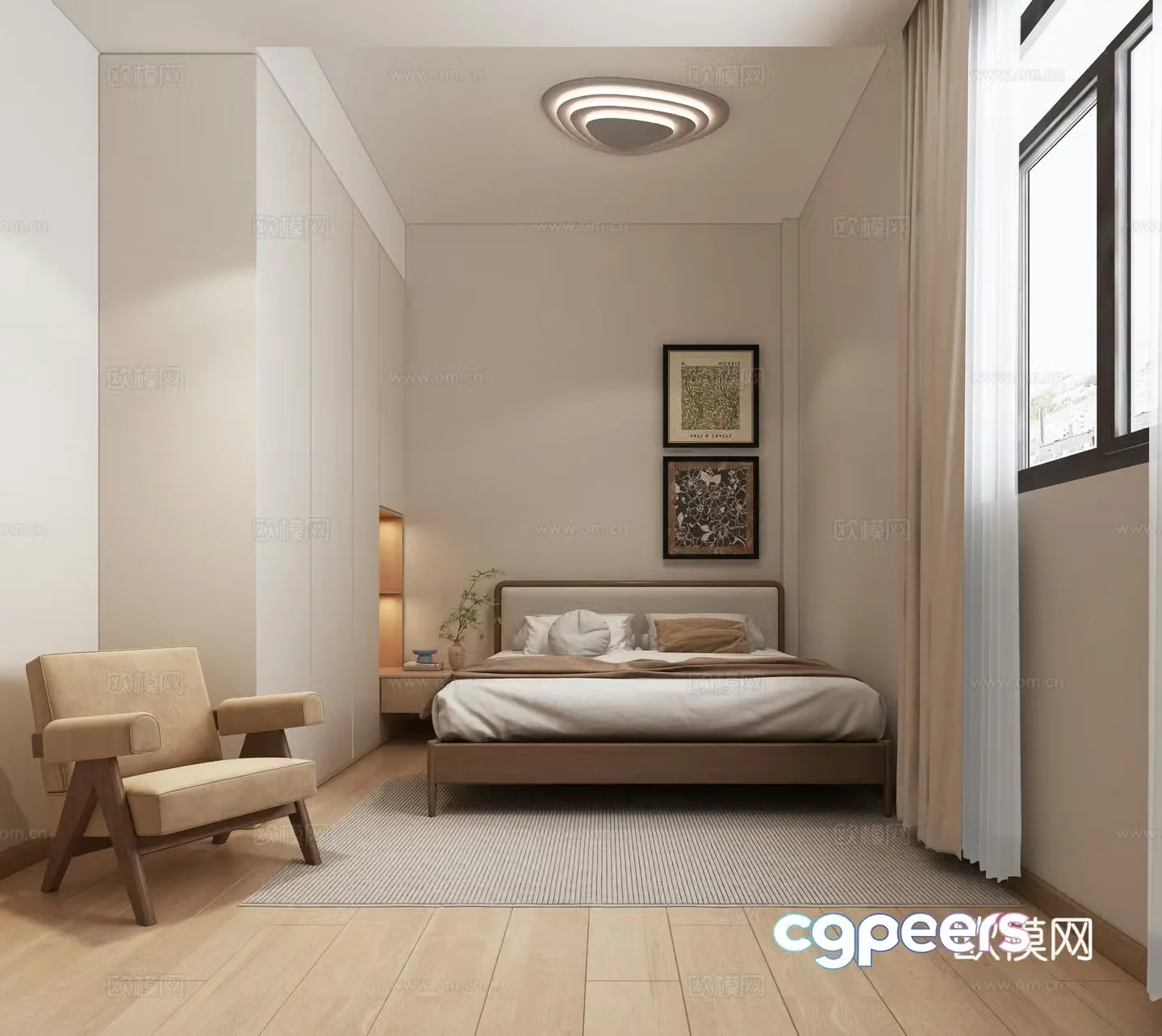 Middle style bedroom Elder room 3D model