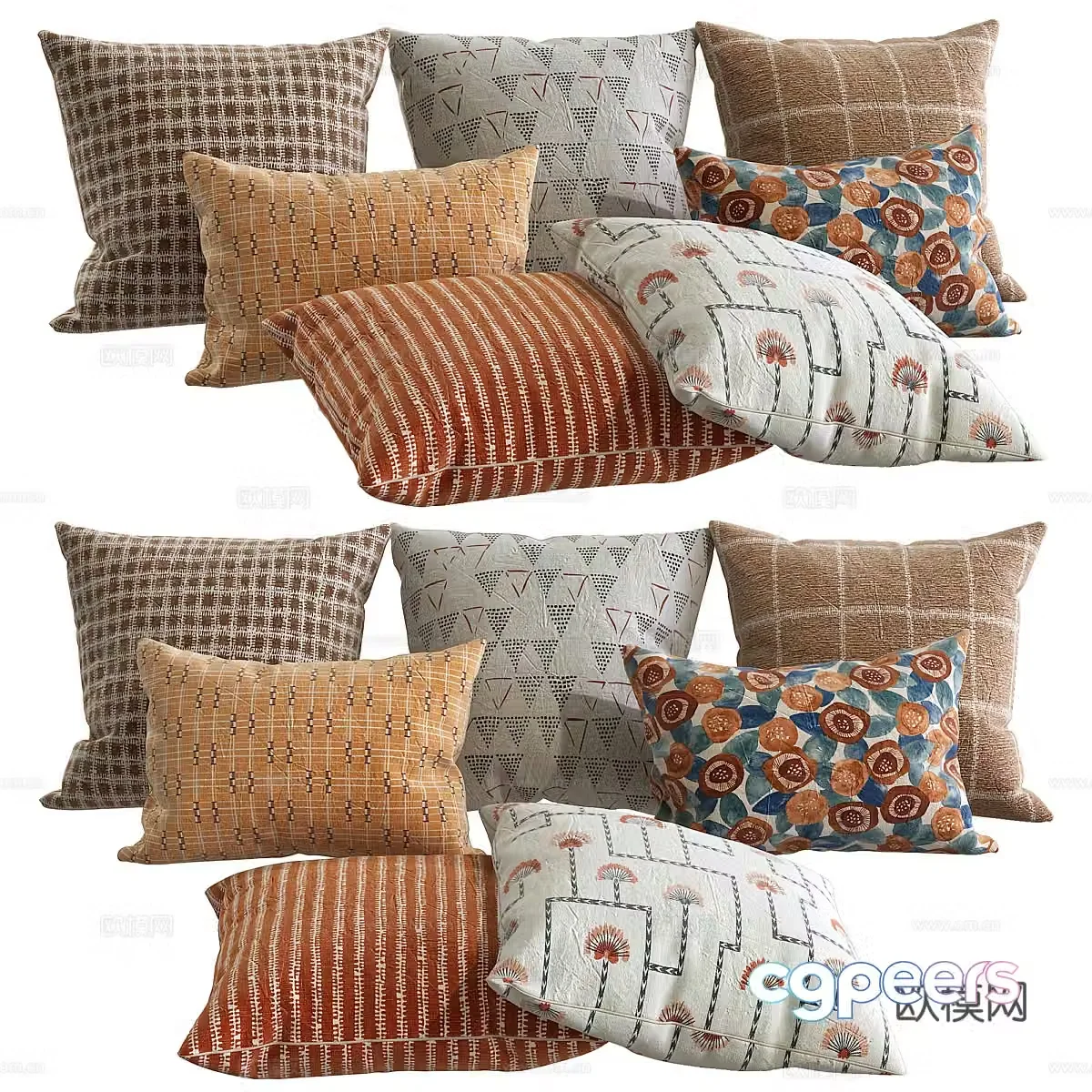 New Chinese style pillow pillow 3D model