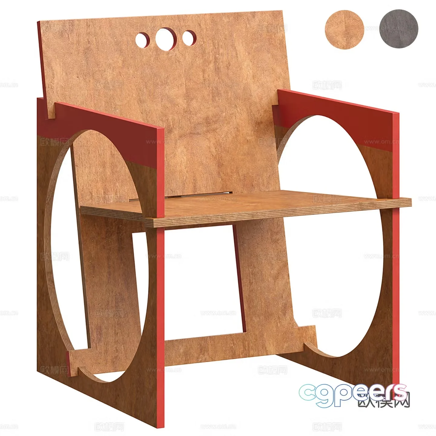 Medium style dining chair single chair leisure chair armchair 3d model