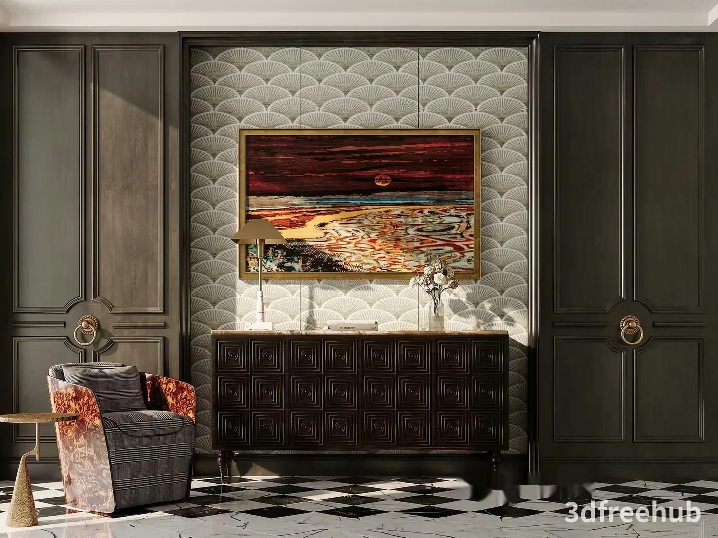 Modern Living Room 3D Model – 22406 – VRAY Render