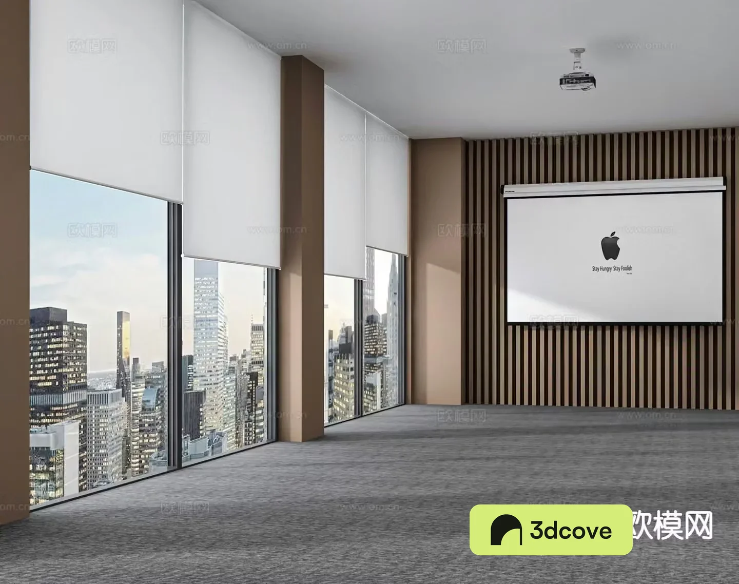 Office curtain wall roller blinds projection screen