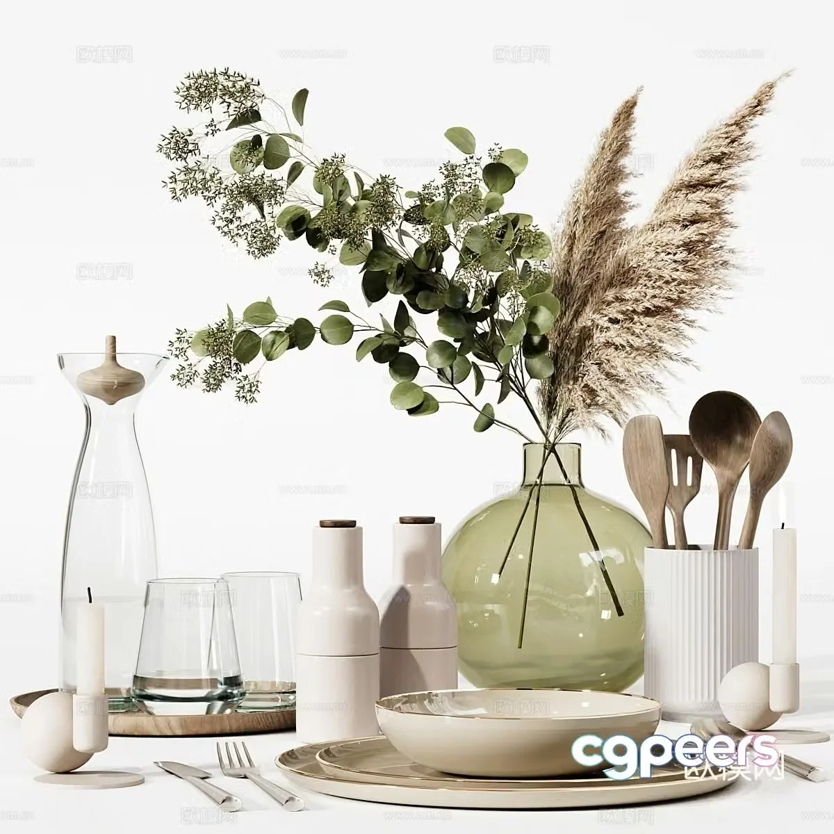 Modern tableware display vase dinner plate 3d model