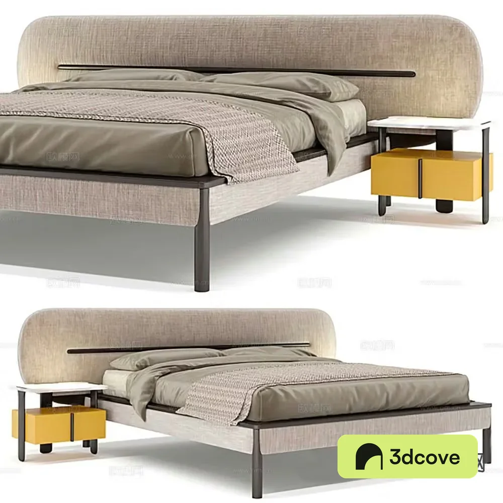 Modern double bed 3d model