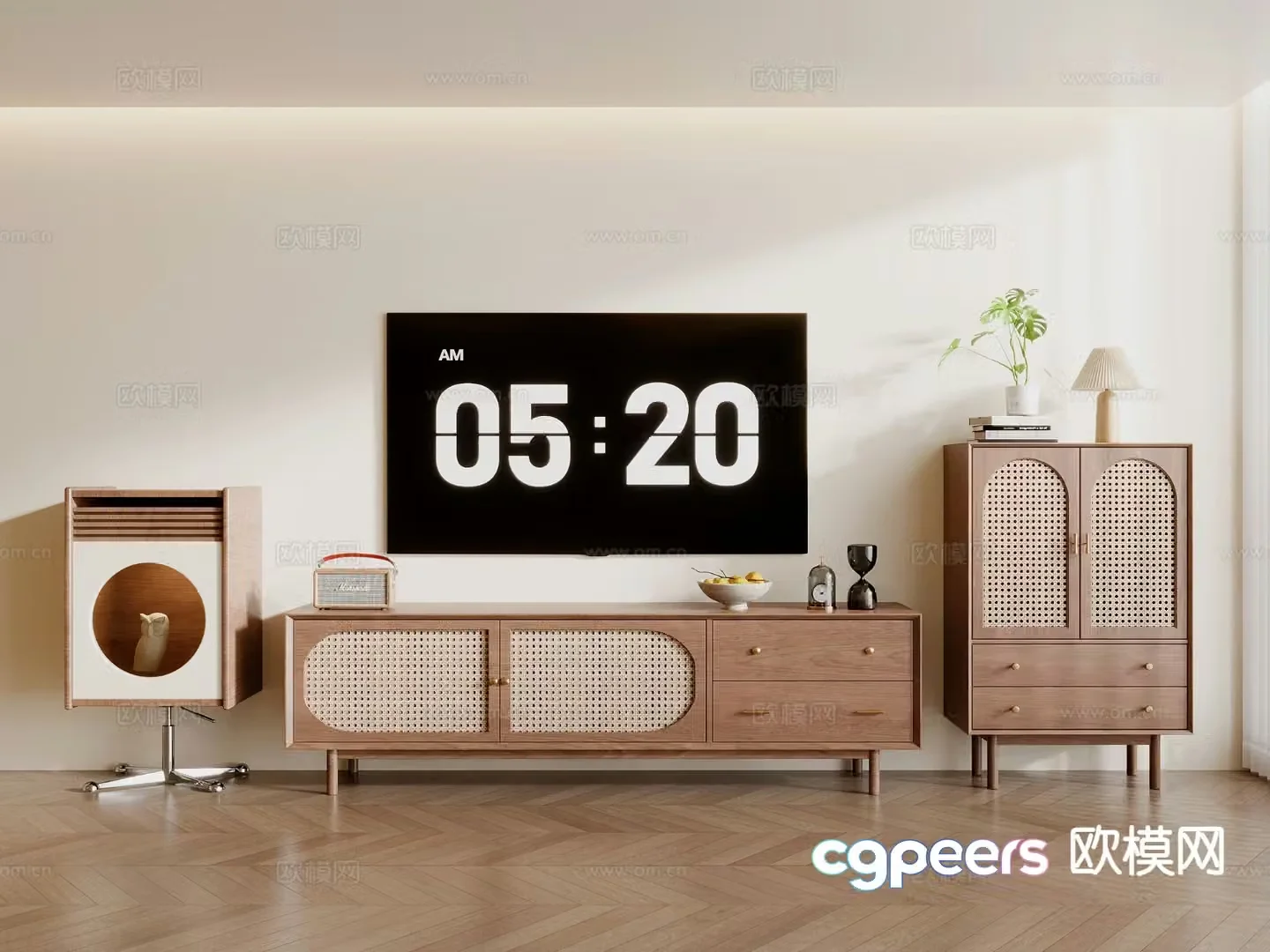 Wabi Sabi TV cabinet rattan cabinet 3d model