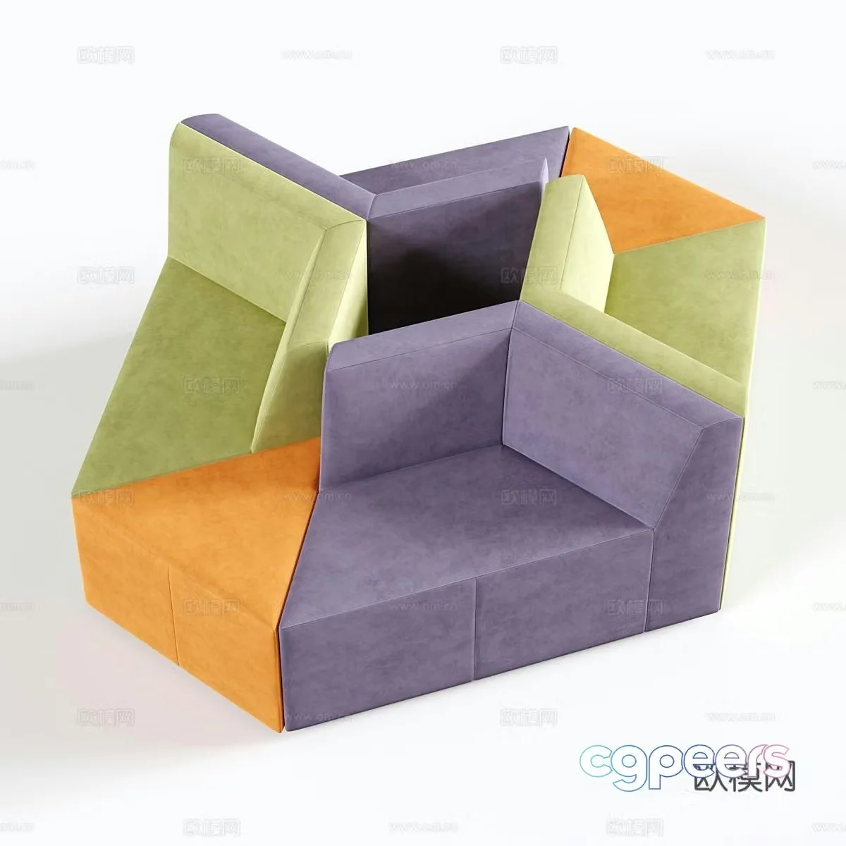 OM fabric multi-person sofa module sofa deck sofa 3D model
