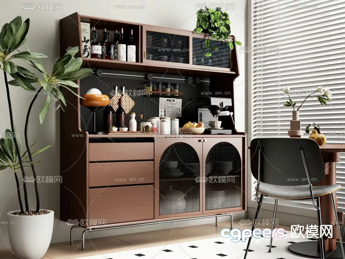 Medieval style sideboard 3d model