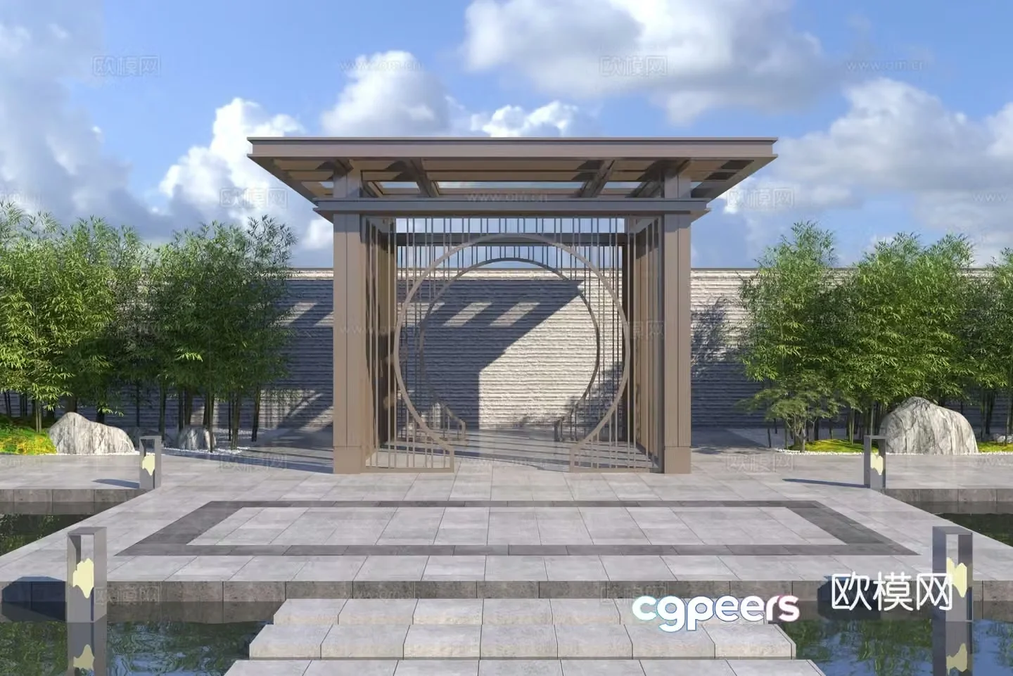 New Chinese style pavilion 3D model