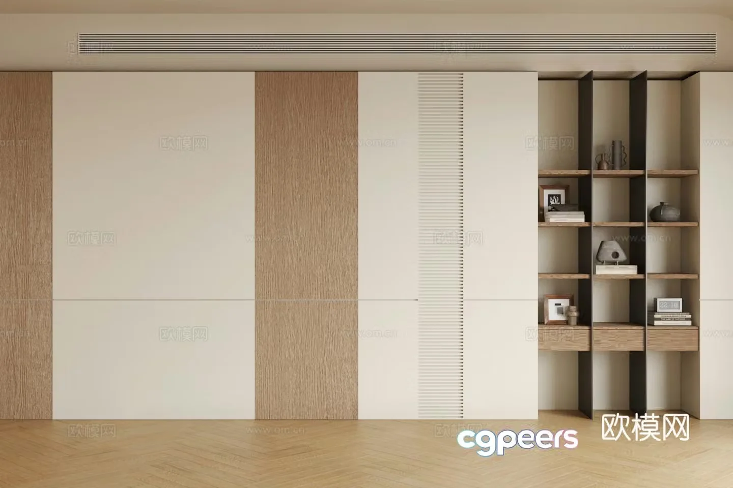 New Chinese style log decorative cabinet whole row of decorative cabinet log style decoration cabinet living room decoration cabinet 3D model