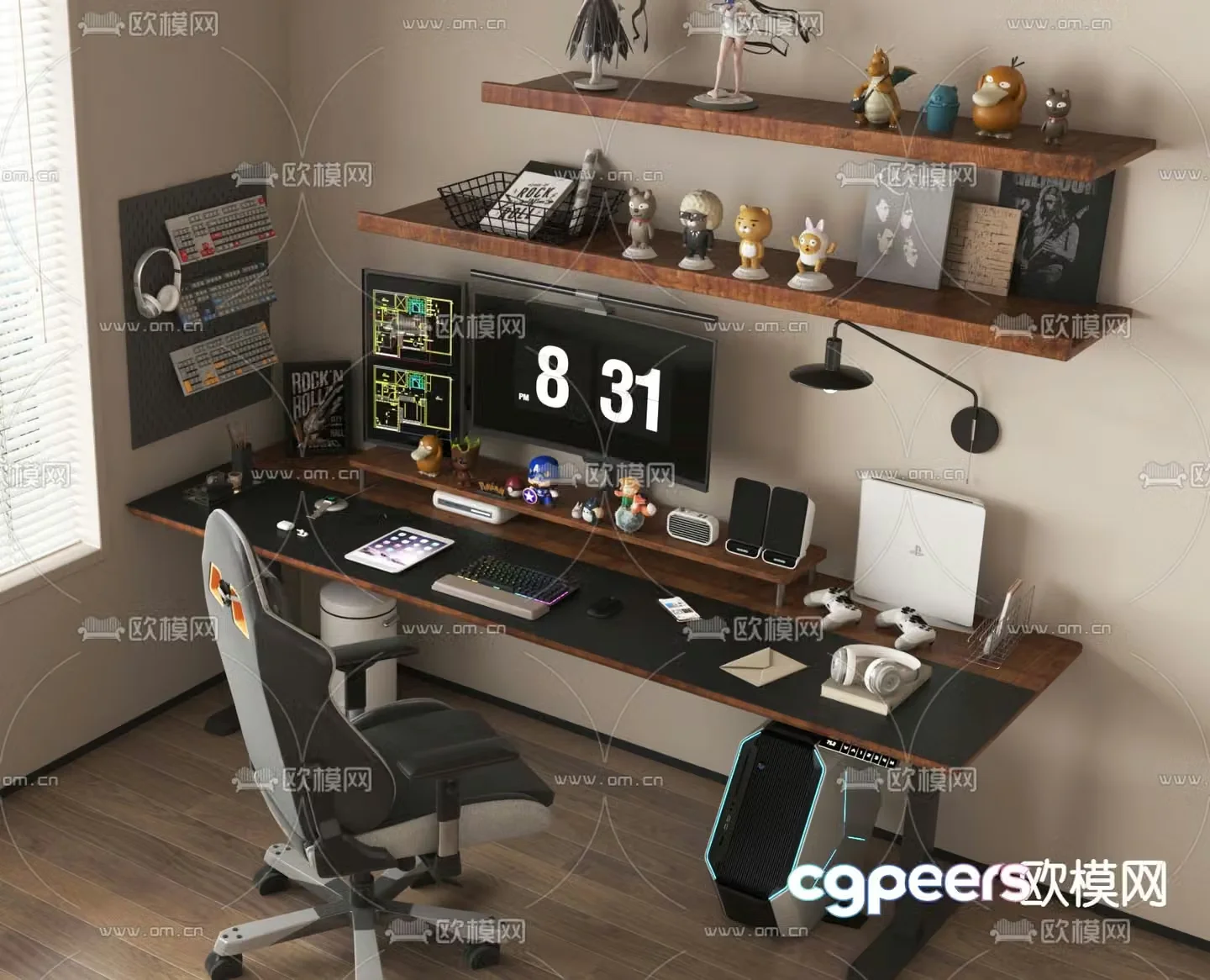 Modern gaming desk desk 3d model
