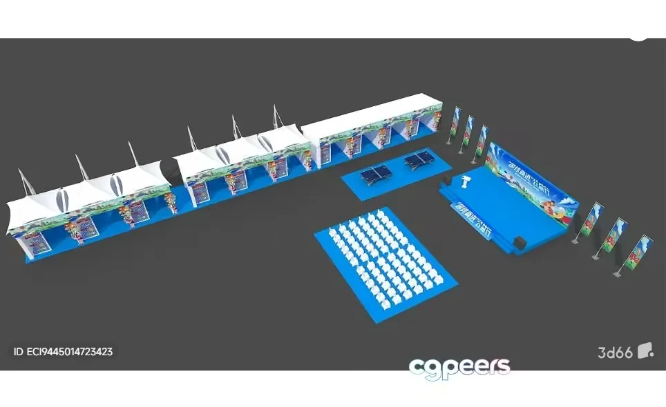 A 3D Rendering Of A Festival Or Event Setup 3D Model – 17032 – VRAY Render
