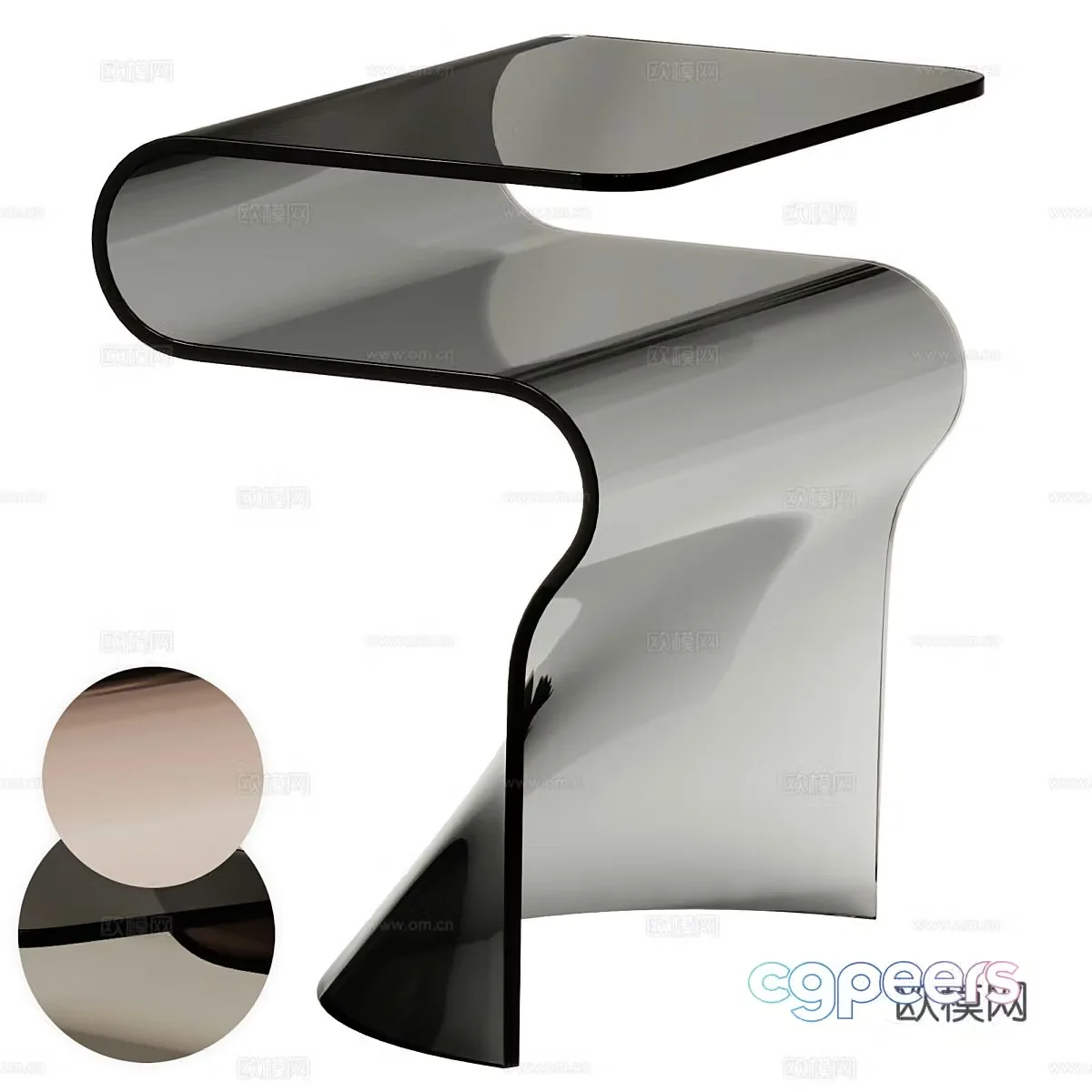 Modern Italian Fiam Italia Toki Glass Side 3D Model
