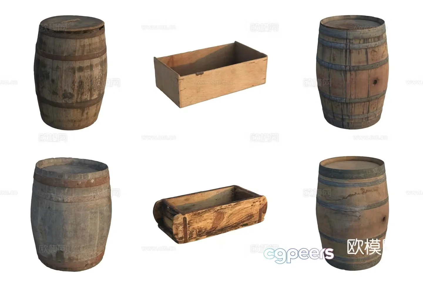 Storage wooden box wooden barrel drawer 3d model