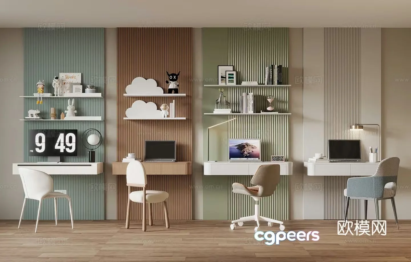 Modern children’s desk and chairs study desk and chairs writing desk and chairs 3D model