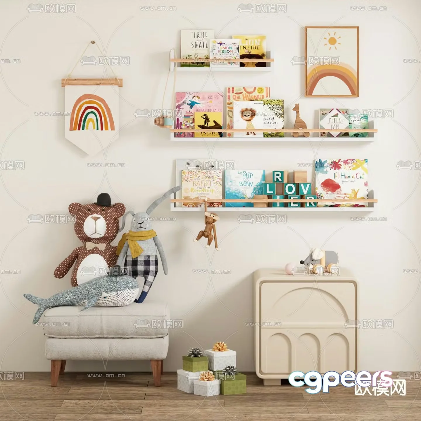 children toys doll bedside table 3d model