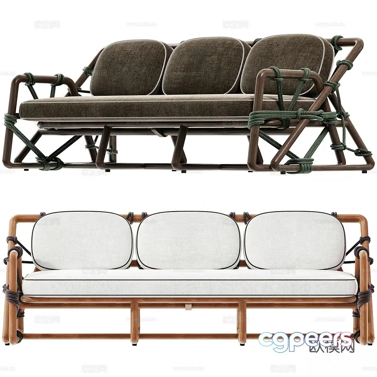 New Chinese style outdoor leisure sofa 3D model