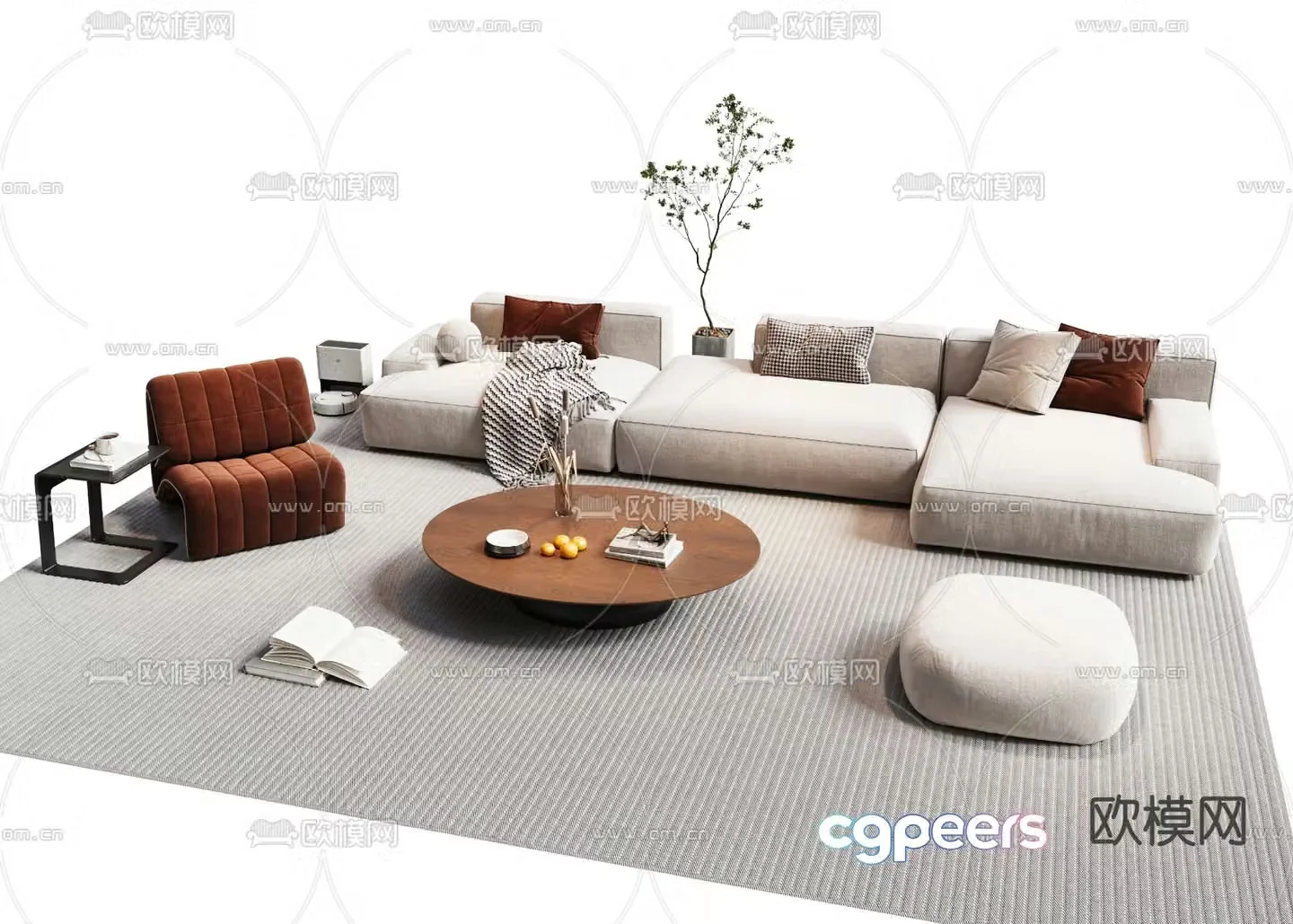 Cream style modular sofa corner sofa 3d model