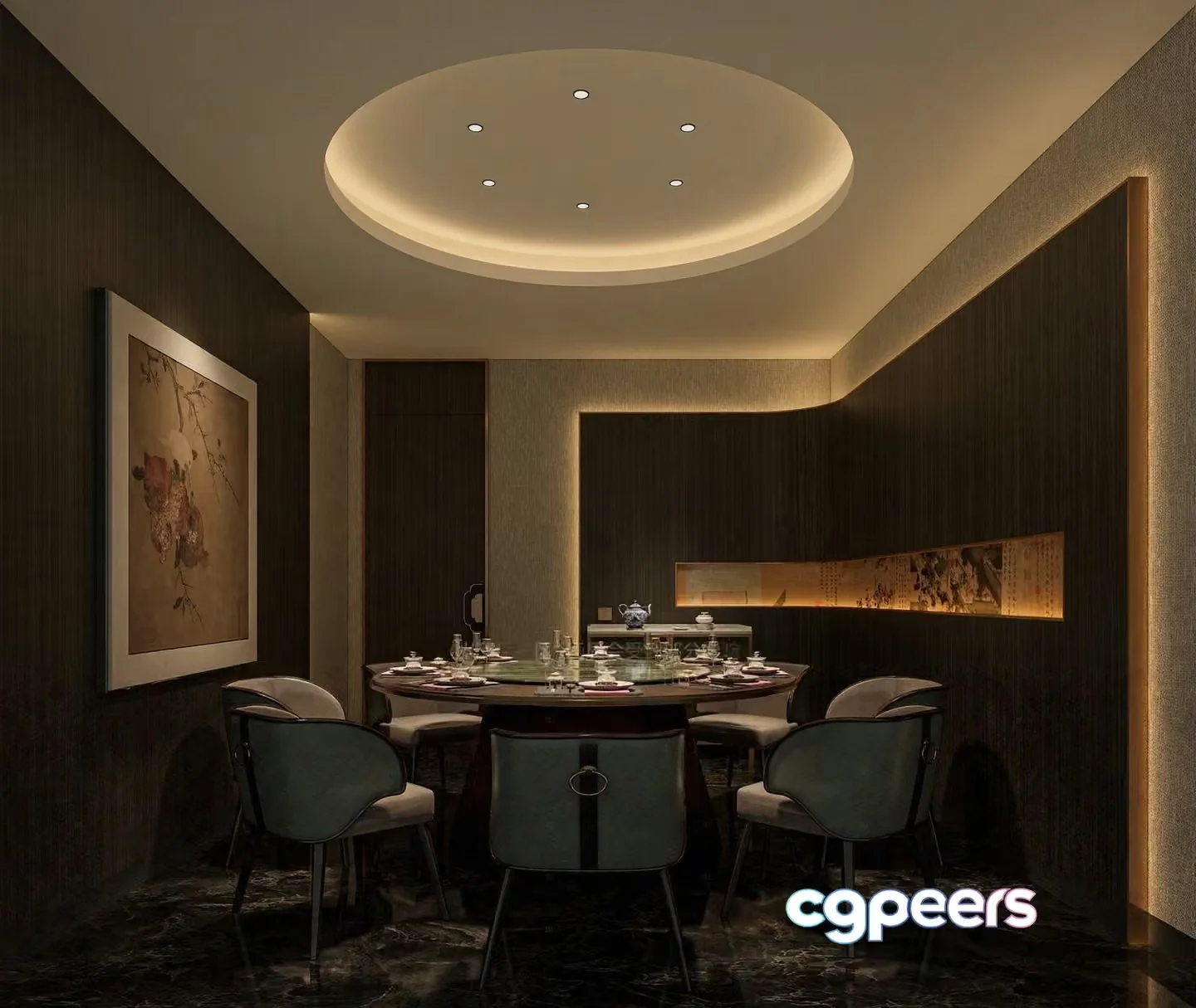 Dining Room Setup 3D Model – 4411 – VRAY Render