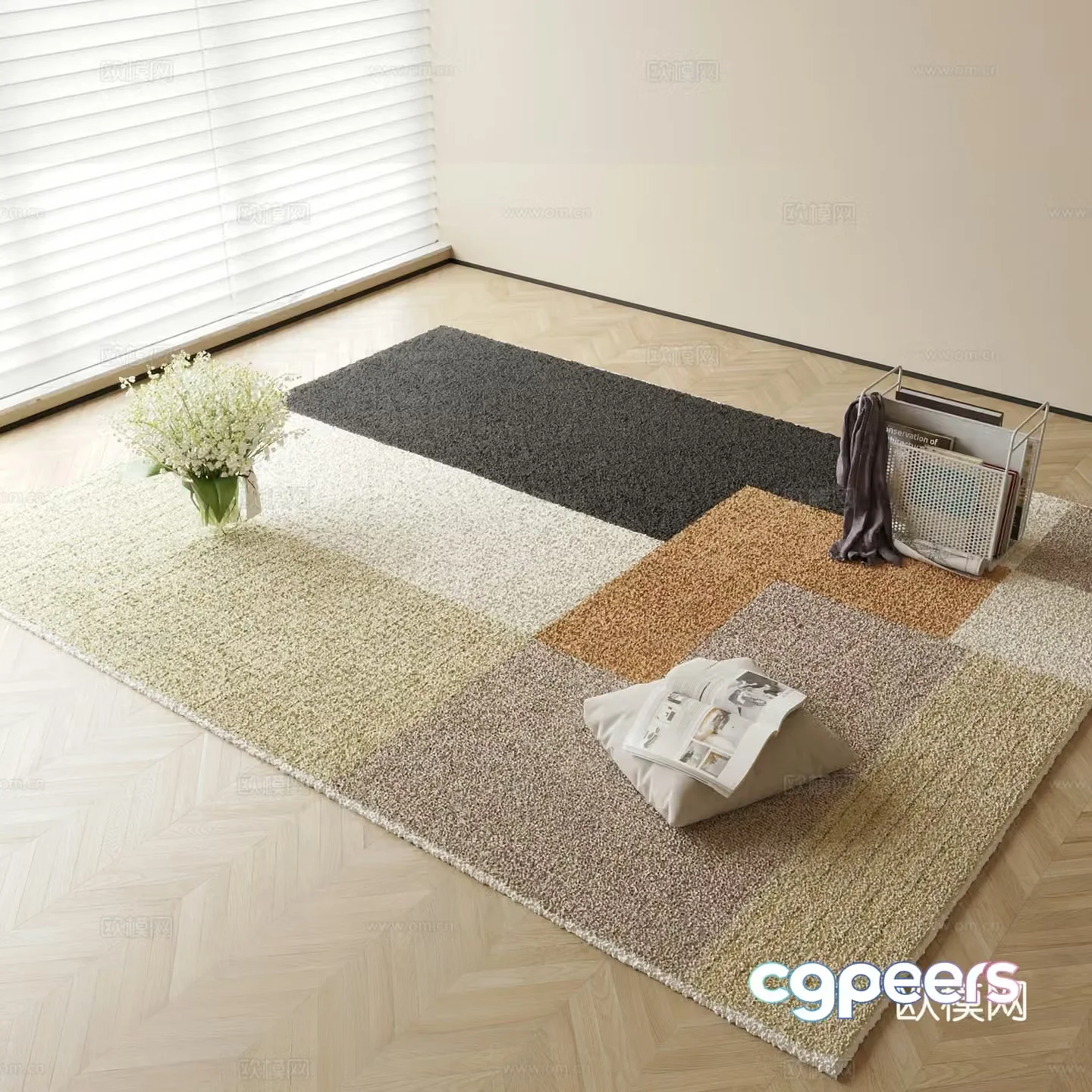 Modern geometric pattern carpet 3d model