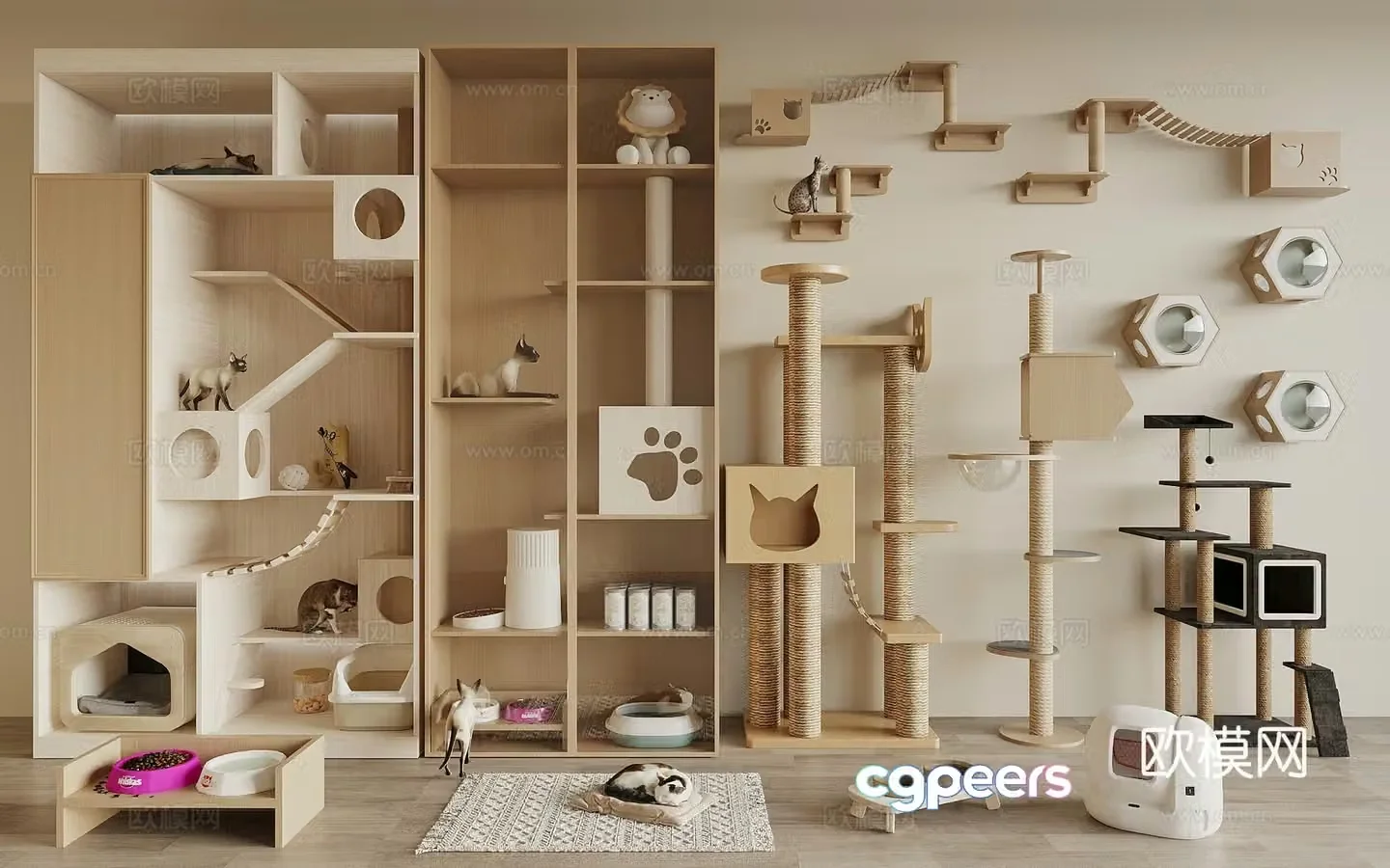 Nordic cat climbing frame pet cabinet 3d model
