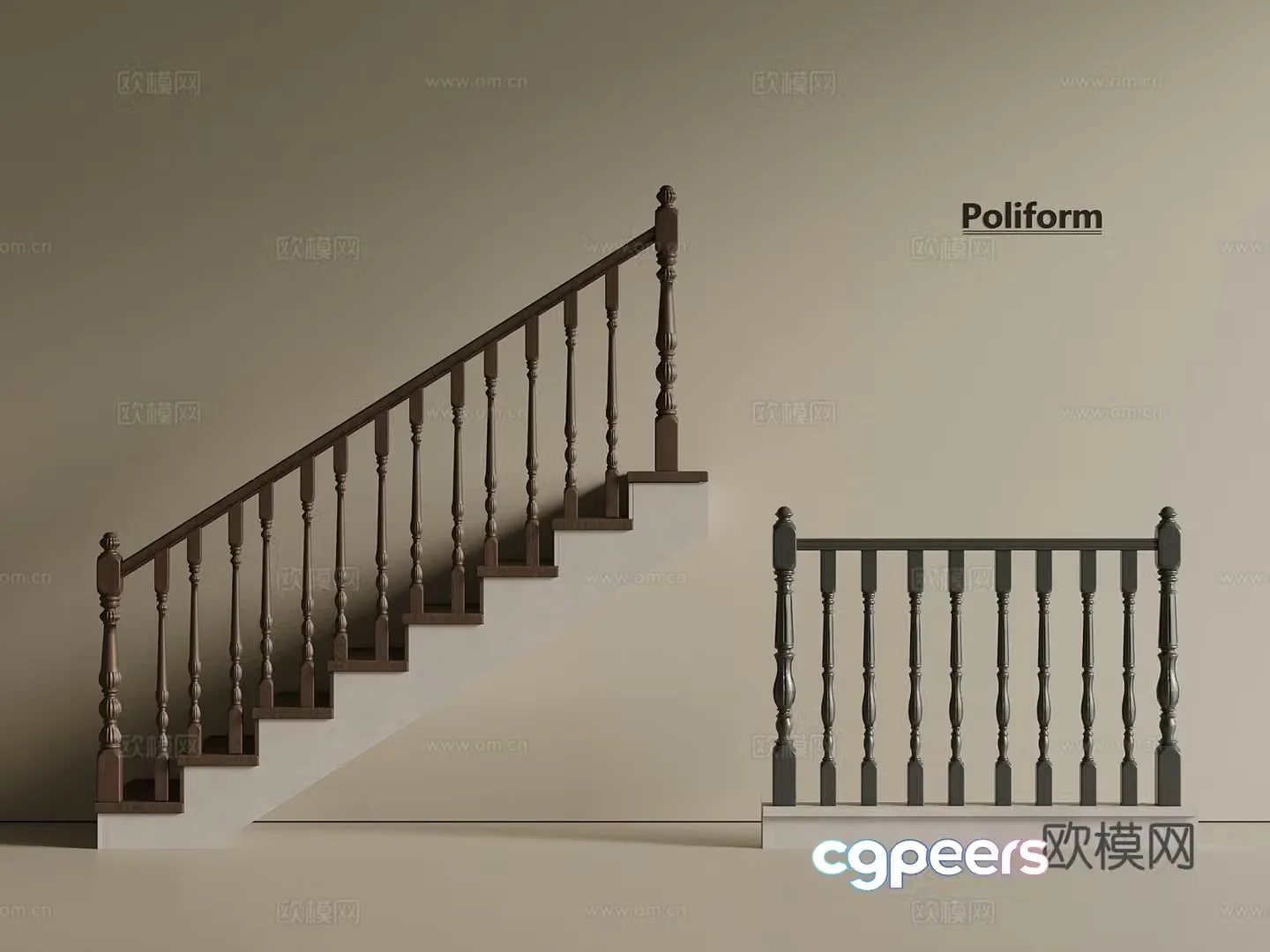 New Chinese style stair railing guardrail 3d model