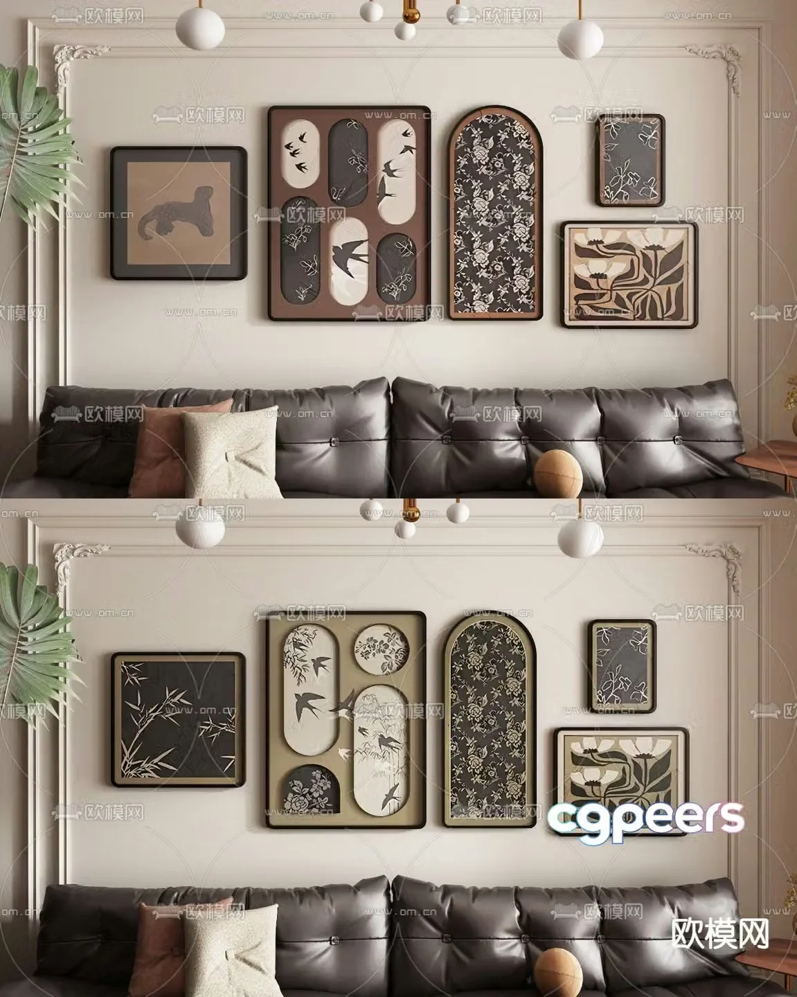Middle-aged decorative paintings hanging paintings 3D model